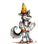  bad_wolf canine cute dunce_cap erin_vernon hat red_eyes solo stool toony wolf 