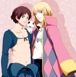  ashitaka blonde_hair blue_eyes brown_eyes brown_hair howl_(howl_no_ugoku_shiro) howl_no_ugoku_shiro jewelry male_focus mononoke_hime multiple_boys necklace ritsu_(heavend) scar 