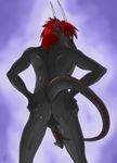  balls black butt dragon filter-&gt;texture-&gt;stained_glass horns kadath male penis red_hair scalie solo tail 
