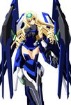  blonde_hair blue_eyes blue_leotard blue_tears_(infinite_stratos) bodysuit cecilia_alcott chouzetsu_yarou curly_hair drill_hair hairband infinite_stratos leotard long_hair pilot_suit solo 