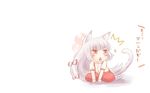 animal_ears blush catgirl chibi fujiwara_no_mokou gray_hair kokotetsu long_hair red_eyes tail touhou white 