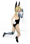  1boy ahoge animal_ears blonde_hair bunny_ears bunny_suit bunny_tail bunnyboy bunnysuit cosplay crossdress crossdressing edward_elric fishnets fullmetal_alchemist high_heels kneeling leotard male male_focus open_mouth patterned_legwear shoes solo strapless tail wrist_cuffs yaoi yellow_eyes 