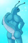  alien antennae anthro anus balls ben300 biceps big_muscles blue_body butt domo domo_(ben300) looking_at_viewer looking_back male muscles nude pose presenting presenting_hindquarters purplekecleon raised_tail restricted_palette solo tail 
