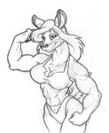  bikini cervine deer doe female flexing monochrome muscles pose skimpy solo unknown_artist 