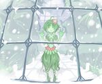  flower green_hair green_skin greenhouse monster_girl original plant plant_girl short_hair snow solo tree wanabe 