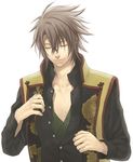  brown_hair chest closed_eyes hakuouki_shinsengumi_kitan male_focus minato_(robin) okita_souji_(hakuouki) open_clothes solo 