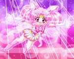  :d angel_wings back_bow bishoujo_senshi_sailor_moon boots bow brooch chibi_usa choker double_bun flying full_body gloves hair_ornament hairpin happy heart heart_choker jewelry knee_boots magical_girl multicolored multicolored_clothes multicolored_skirt open_mouth outstretched_arms pink pink_background pink_eyes pink_footwear pink_hair pink_sailor_collar pleated_skirt ribbon sailor_chibi_moon sailor_collar sailor_senshi_uniform short_hair skirt smile solo sparkle spread_arms super_sailor_chibi_moon tiara twintails white_gloves wings yukinyan 