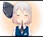  closed_eyes feeding food incoming_kiss konpaku_youmu mouth_hold muku_(muku-coffee) pocky pov_feeding sharing_food short_hair silver_hair solo touhou 