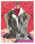  anthro black black_fur breasts canine duo female flower fur luthiennightwolf male mammal nude rose sex side_boob straight wolf 