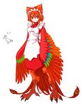  feathered_wings feathers futaba_channel harpy maid monster_girl nijiura_maids red_hair solo suzaku_(nijiura_maid) talons wings 