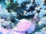  cherry_blossoms moon night original rainbow scenic sky tagme 