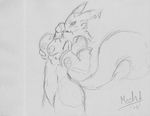  breasts canine digimon female fox mechogama monochrome renamon titfuck 