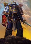  armor bird eagle lieqi_hun ornate power_fist skull solo sword ultramarines warhammer_40k weapon wings 