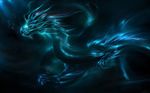  awesome bioluminescence blue blue_scales blue_theme chinese_dragon claws dark dragon glowing glowing_eyes large pretty scales solo vyrilien 