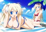 beach bikini blonde_hair blue_eyes cleavage hisakaki_komomo hisakaki_kosame hoshizora_no_memoria shida_kazuhiro swimsuit 