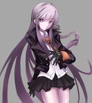  bad_id bad_pixiv_id braid danganronpa danganronpa_1 gloves hair_ribbon kanten_(kanten328) kirigiri_kyouko long_hair necktie purple_eyes purple_hair ribbon simple_background single_braid skirt solo 