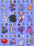  akai_(artist) akai_(ugokashitari) combination fin fins mermaid monster_girl pixel_art plant_girl sprite werewolf 