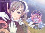  2girls bubuzuke fang game_cg gloves hat maid mamono_musume-tachi_to_no_rakuen_~slime_&amp;_scylla~ mamonomusume_to_no_seikatsu monster_girl multiple_girls open_mouth raimu_shi_sura rakisu_meitopasu scylla short_hair smile 