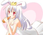  ac_japan animal_ears arigato_usagi bare_shoulders bunny_ears bunny_tail carrot crown kashii_yutaka long_hair pink_eyes solo tail tutu white_hair 