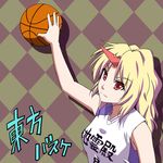  basketball blonde_hair comic horn hoshiguma_yuugi long_hair seren_(staphy) solo touhou translation_request uniform 