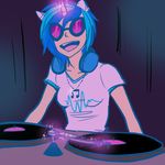  dj equine eyewear female friendship_is_magic glasses grin hair horn horns horse human humanized magic mammal my_little_pony necklace pony solo two_tone_hair unknown_artist vinyl_scratch_(mlp) 
