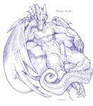  balls claws dragon erection horns looking_at_viewer male muscles nude penis ratbat reptile scalie sitting solo tail thick_penis wings 