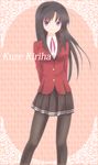  absurdres black_hair fortune_arterial highres kuze_kiriha long_hair mokkei pantyhose purple_eyes school_uniform shuuchikan_academy_uniform solo 