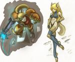  bikini blonde_hair bounty_hunter female furrified grapple_beam hair jeso metroid_(series) not_an_energy_whip power_armour samus_aran skimpy toeless_stockings varia_suit video_games zero_suit 