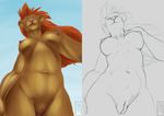  breasts duel_pictures feline female jonas-pride lion lioness mercedes nude painting pose pussy sketch solo 