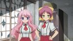  2girls baka_to_test_to_shoukanjuu blush cap himeji_mizuki long_hair pink_hair school_uniform shimada_minami 