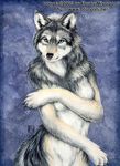  blue_eyes canine cute female handpaw kacey nude paws shy solo tasteful_nudity werewolf wolf 