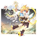  96mame angel_wings bad_id bad_pixiv_id blonde_hair blue_eyes child choker food fruit highres kagamine_len kagamine_len_(append) male_focus nail_polish solo strawberry vocaloid vocaloid_append wings 