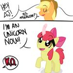  apple_bloom_(mlp) applebloom_(mlp) applejack_(mlp) apply_directly_to_the_forehead comic cub cute dickhorn dildo equine female feral friendship_is_magic funny horse humor innocent mammal mlp my_little_pony na&#239;ve plain_background pony sex_toy strapon unknown_artist white_background young 