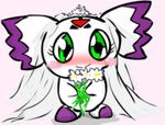  blush bride calumon clyndemoon culumon cute digimon flowers green_eyes mai_waifu marriage wife 