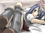  blue_hair green_eyes hinata-bokko_(sanpo_fuumi) original panties solo underwear white_panties 