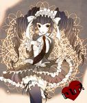  1girl black_hair black_legwear bonnet celestia_ludenberck danganronpa danganronpa_1 drill_hair earrings gothic_lolita jewelry lolita_fashion necktie red_eyes solo thighhighs twin_drills twintails zettai_ryouiki 