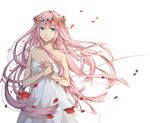  flower hair_flower hair_ornament head_wreath just_be_friends_(vocaloid) long_hair megurine_luka petals pink_hair red_string simple_background smile solo string tunapon01 vocaloid 