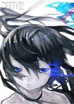  2011 bangs bare_shoulders black_hair black_rock_shooter black_rock_shooter_(character) blue_eyes character_request choker closed_mouth collarbone el-zheng expressionless floating_hair frown hair_between_eyes half-closed_eyes heart light_trail long_hair looking_at_viewer pale_skin portrait simple_background solo tears twintails upper_body very_long_hair white_background 