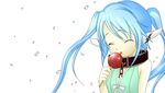  blue_hair candy collar food lollipop long_hair nymph_(sora_no_otoshimono) petals solo sora_no_otoshimono twintails 