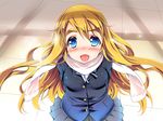  blonde_hair blue_eyes blush eyebrows k-on! kotobuki_tsumugi long_hair scarf shiranagi solo tears 