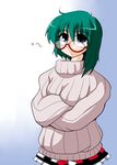  casual glasses green_eyes green_hair kieyza shiki_eiki solo sweater touhou 