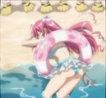  ass beach bikini cap koihime_musou long_hair pink_hair ryuubi sexually_suggestive swimsuit 