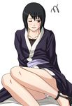  black_eyes black_hair blush female frown japanese_clothes legs naruto panties pantyshot pantyshot_(sitting) pantyshot_sitting shizune_(naruto) simple_background sitting solo tk tk_(artist) tk_(tk's_level4) underwear white_background white_panties wince 