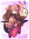  :&gt; :q ahoge bad_id bad_pixiv_id bow charlotte_(madoka_magica) jumping kosuzume long_sleeves mahou_shoujo_madoka_magica mary_janes pantyhose personification pink_hair pink_legwear purple_eyes red_hair red_legwear shoes short_twintails solo tongue tongue_out twintails 