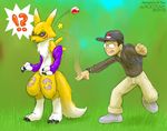  !? 2009 angry canine capturing crossover digimon doing_it_wrong drjavi epic fail female fox glasses grass human humour male pok&eacute;ball pok&eacute;mon renamon scowl tail trainer 