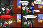  2001 aeris_(vg_cats) anthro cat comic duke_nukem halloween leo_(vg_cats) scott_ramsoomair trick_or_treat vgcats 
