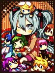  aqua_eyes aqua_hair bow gumi hair_bow hatsune_miku kagamine_len kagamine_rin kaito kamui_gakupo long_hair megurine_luka meiko oharu one_eye_closed puppet sitting solo twintails vocaloid 