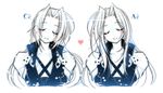  blush closed_eyes dual_persona final_fantasy final_fantasy_vii long_hair male_focus sephiroth silver_hair toujou_sakana 