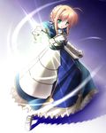  ahoge aqua_eyes armor artist_request artoria_pendragon_(all) blonde_hair blue_eyes fate/stay_night fate_(series) green_eyes open_mouth outstretched_hand perspective saber solo 