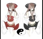  alternate_color closed_eyes hakurei_reimu highres multiple_girls shinoi symmetry touhou yin_yang 